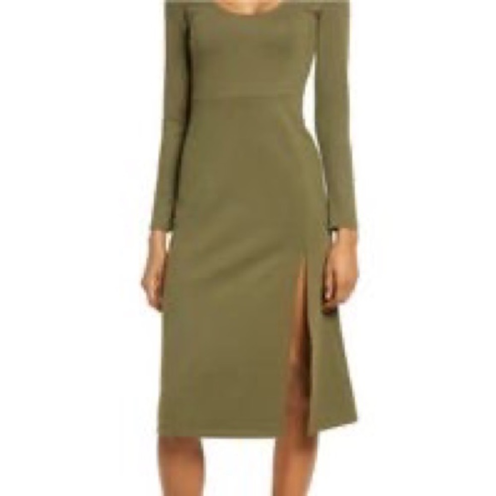 Leith Long Sleeve Side Slit Midi Dress